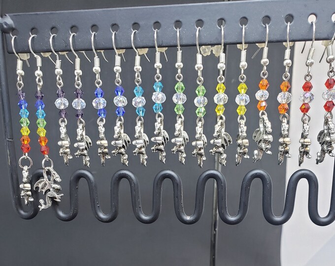 Dragon Earrings in Chakra Colors