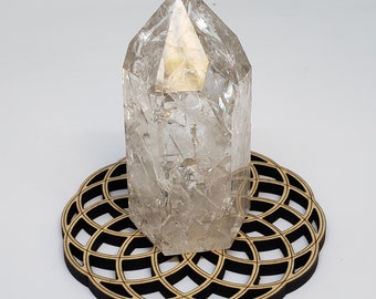 Flower of life grid, crystal point stand, sphere holder