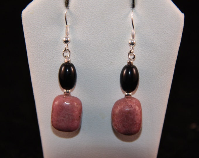 Rhodonite and Black Oynx earrings