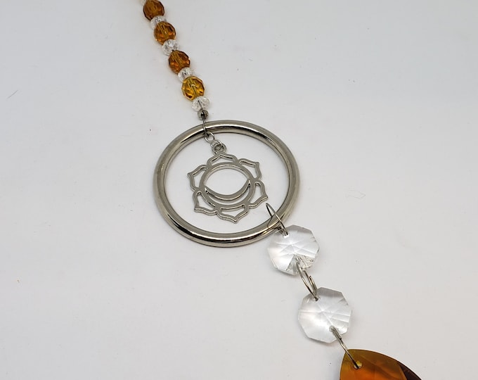 Suncatcher Crystal - Orange Sacral Chakra, Sanskrit Chakra Symbol