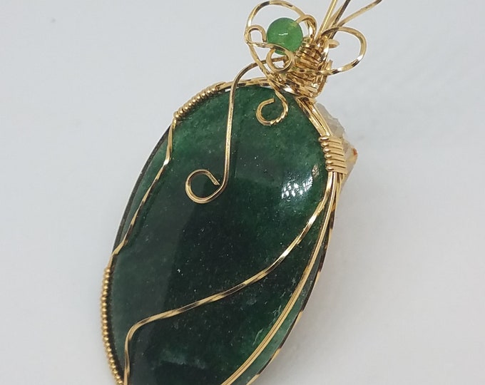Green Aventurine wire wrapped pendant - P0060