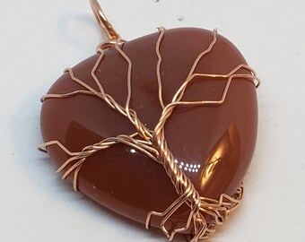 Tree of life Necklace - Carnelian, Copper - Valentine's Day Gift