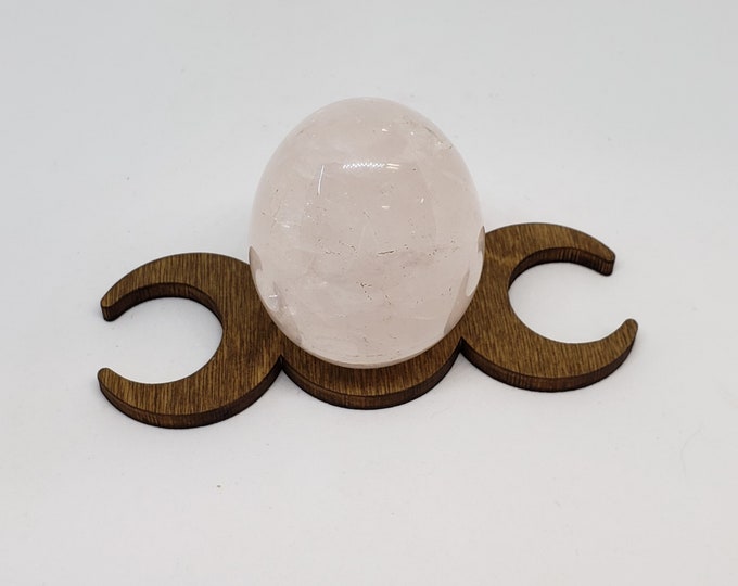 Sphere Holder With Rose Quartz Egg - Triple Moon, laser cut