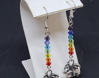 Dragon Earrings in Chakra Colors