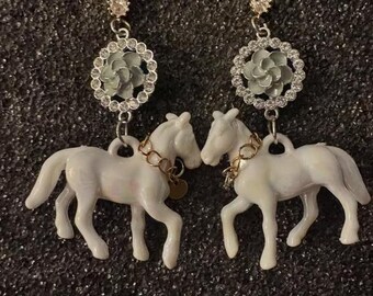 Quirky playful rockstar horse earrings