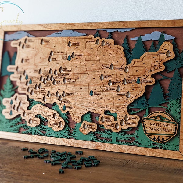 National Park Travel Map, National Parks Marker, US Travel Map,  family road trip tracker, travel home decor, gift for hiker, national parks