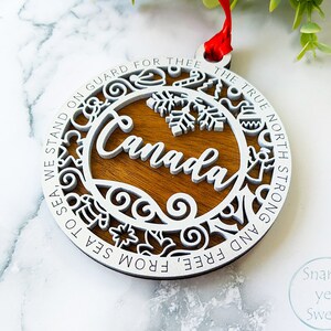 Canada layered ornament, Canada ornament, country ornament, personalized ornament, unique wood ornament, laser cut ornament