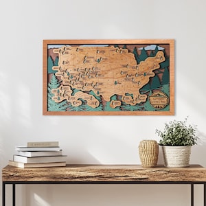 Carte de voyage des parcs nationaux fabriquée à la main, souvenir en bois