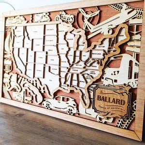 US Travel Map | State Travel Tracker | States Traveled Map | Housewarming Gift for Travelers | Motor Home Décor image 6