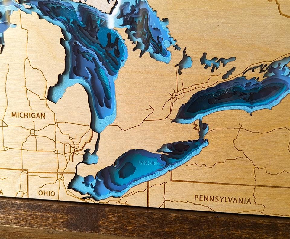 Great Lakes Depth Map | Bathymetric Map | 3D Lake Map | Great Lakes Map