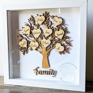 Shadow box family tree, wood family tree, family tree sign, family tree gift, gift for mom, gift for grandma, mothers day gift