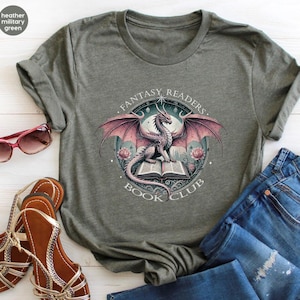 Fantasy Readers Book Club Shirt, Dragon Shirt, Dragon Book Lover Tee, Fantasy book lover tee, Gift for Reader, Gift for book lover