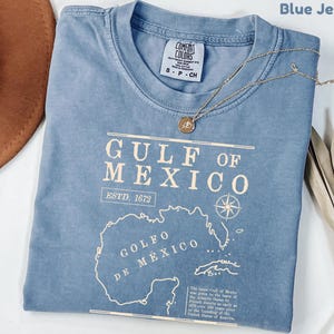 Chemise Comfort Colors® Golfe du Mexique, chemise Vacation Mexico, chemise rétro vintage Golfo de México 1550, golfe du Mexique,