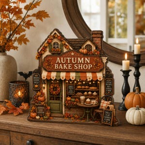 Bloc en bois « Boulangerie d'automne », décoration de table automnale, décoration de cuisine aux épices de citrouille, panneau décoratif d'Halloween « Chalet chaleureux », cadeau d'automne