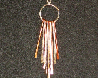 Sterling Silver and Copper Feather Necklace on Sterling Silver Chain