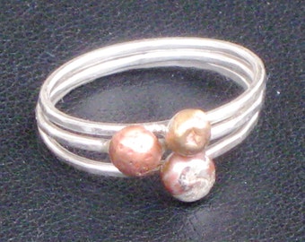 Stacking Rings Sterling Silver Copper Brass Recycled Mixed Metal Trio
