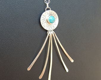 Sterling Silver Turquoise Sunburst Necklace