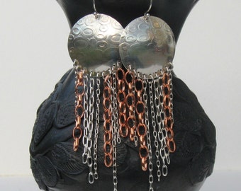 Sterling Silver and Copper Jellyfish Earrings