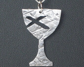 Distressed Sterling SIlver Chalice Pendant (Disciples of Christ) for Week of Compassion by ResurrectionSilver