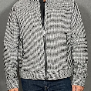 Mens wool black and white checkered jacket by Hand M.