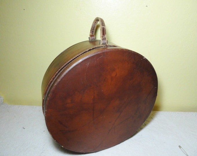 Vintage Hat Box Luggage Brown Suitcase Millinery Travel Etsy