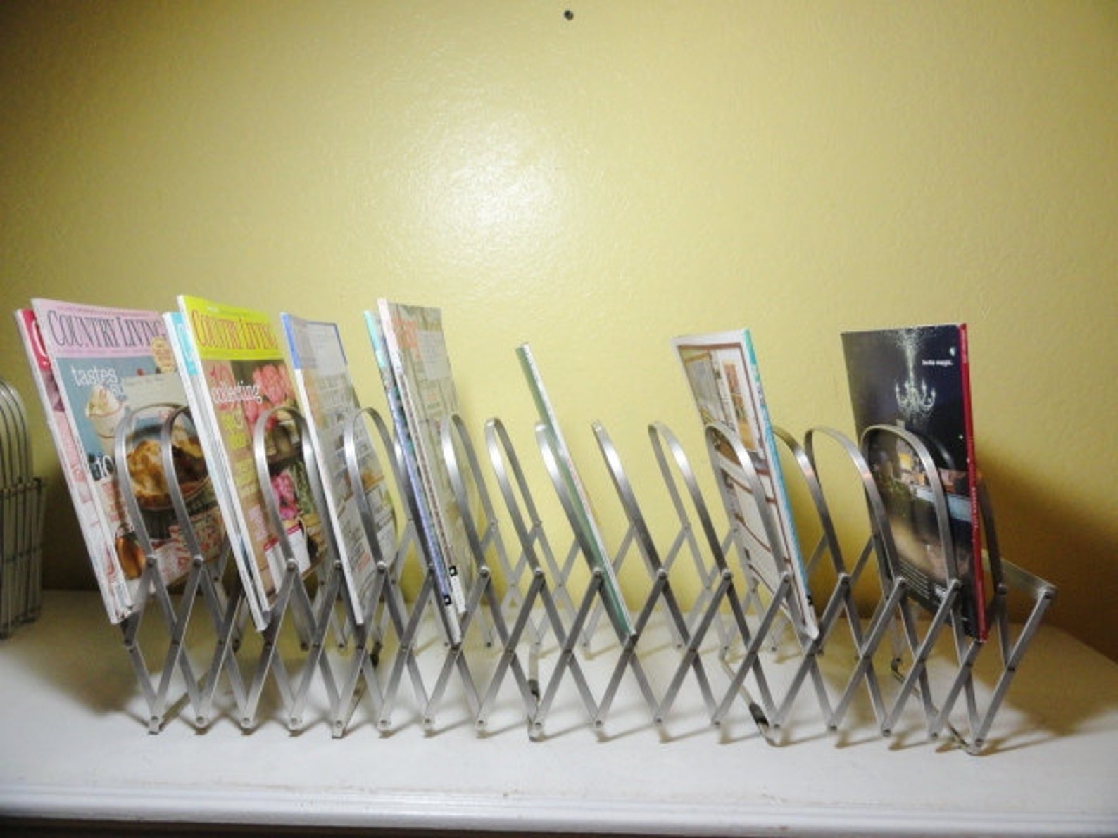 Industrial accordion file holder metal expandable magazine etsy