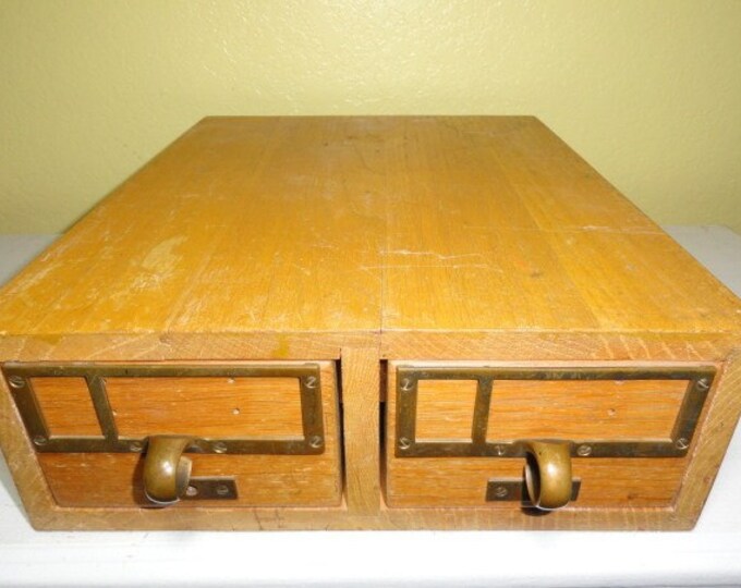 Vintage Index Card File Library Drawers Oak Old School Etsy