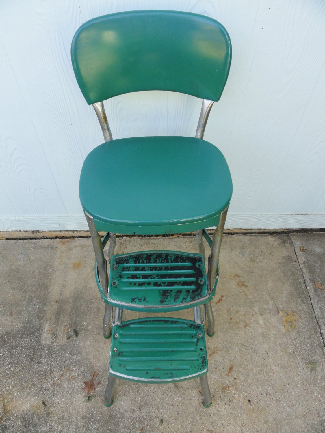 Vintage Kitchen Stool Chrome Green Metal Retro Side Table Etsy