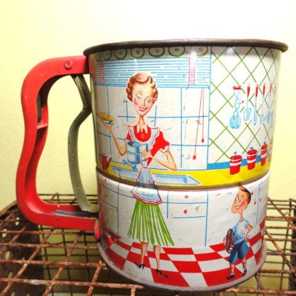 Reserved for Yong Suk Park - Vintage Flour Sifter Androck Moms In The Kitchen 1950s