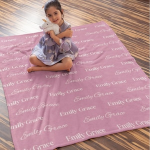 Personalized Plush Blanket with Custom Name Design, Baby Girl or Boy Blanket, Name Blanket, Kids Blanket, Personalized Gift, Custom Gift