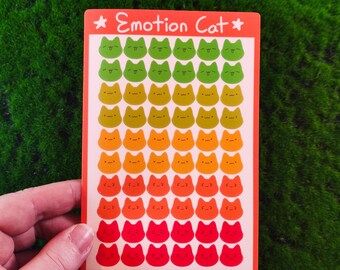 Emotion Cat Planner Stickers, Bullet Journal Stickers, Tracking Stickers