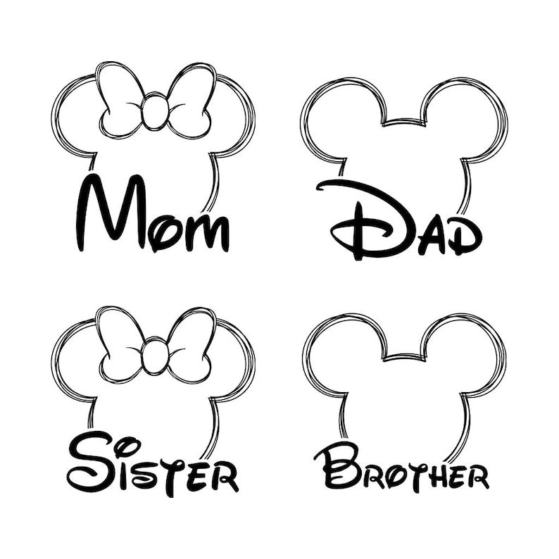 Family Mouse SVG Bundle, Mommy Daddy, Mickey Minnie Mouse, Birthday ...