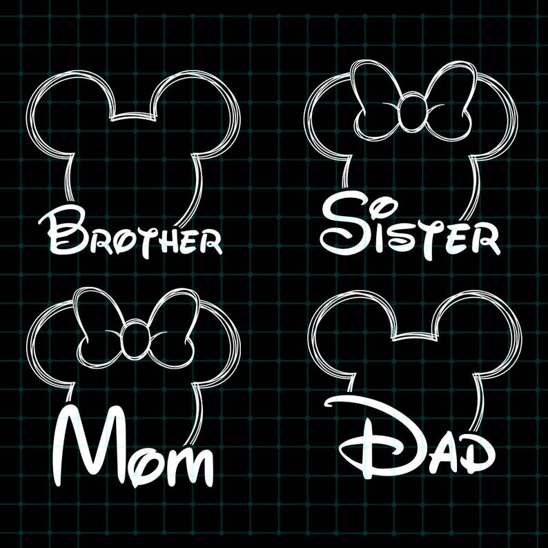 Family Mouse SVG Bundle, Mommy Daddy, Mickey Minnie Mouse, Birthday ...