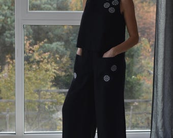 LEINEN-SET / Leinen-Top und Culottes / Leinen-Hosen / Set Leinen-Damen / Leinen-Kleidung / Leinen-Top / Weihnachts-Set / Geschenk für Weihnachten LinenPro