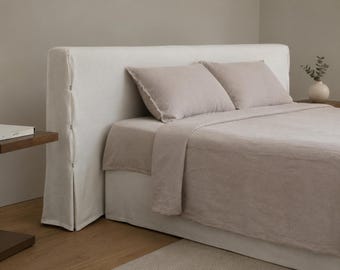 Custom Linen Headboard Cover - Tailored Slipcover for Headboards and Footboards | All Sizes & Colors Available | Made to Order