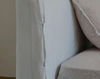 Individueller Kopfteilbezug aus Leinen – Maßgeschneiderter Schonbezug für Kopf- und Fußteile | Alle Größen und Farben verfügbar | Auf Bestellung gefertigt