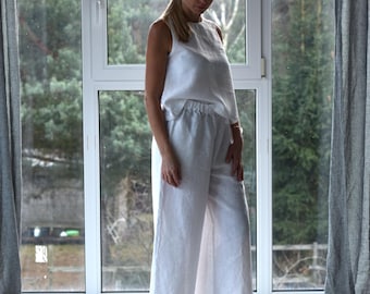 LEINEN-SET / Leinen-Top und Culottes / Leinen-Hosen / Set Leinen-Damen / Leinen-Kleidung / Leinen-Top / Weihnachts-Set / Geschenk für Weihnachten LinenPro