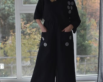LEINEN-SET / Leinen-Top und Culottes / Leinen-Hosen / Set Leinen-Damen / Leinen-Kleidung / Leinen-Top / Weihnachts-Set / Geschenk für Weihnachten LinenPro