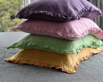 Weicher Leinenkissenbezug / Vorgewaschene Bettwäsche aus weichem Leinen / Erhältlich in den Größen Standard, Queen, King und Körperkissen / Weicher Griff