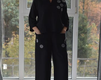 LEINEN-SET / Leinen-Top und Culottes / Leinen-Hosen / Set Leinen-Damen / Leinen-Kleidung / Leinen-Top / Weihnachts-Set / Geschenk für Weihnachten LinenPro
