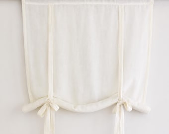 CURTAINS LINEN blind, French Country Living Room, tie up curtain, Farmhouse Curtain, Linen Cafe Curtains, Kitchen Valance, Swedish Style