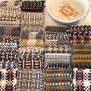 Handcrafted 6-inch Woven Cotton Potholder – Nostalgic USA Kitchen, Hostess, or Housewarming Gift in Autumn Tones - Durable Loom-Made Hot Pad