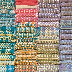 Handwoven Large Cotton Plaid Potholder: Retro Beach Kitchen Decor