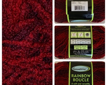 Limited, Red Print Sensations Rainbow Boucle Yarn, Ombre 11 oz (853 yds), Acrylic/Nylon Synthetic Blend, Medium 4 Weight