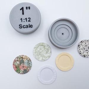 Dollhouse Miniature Paper Plate Maker, 1:12 Scale, 1 Inch Paper Circle Needed,  Standard 12 Inch Paper Plate Equivalent