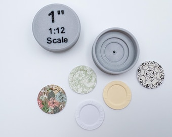 Dollhouse Miniature Paper Plate Maker, 1:12 Scale, 1 Inch Paper Circle Needed,  Standard 12 Inch Paper Plate Equivalent