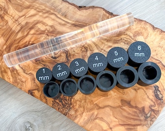 Polymer Clay Dept Guides with Acrylic Roller, 1 - 6.5 mm Depths, Several Depth Cobo Sets Available