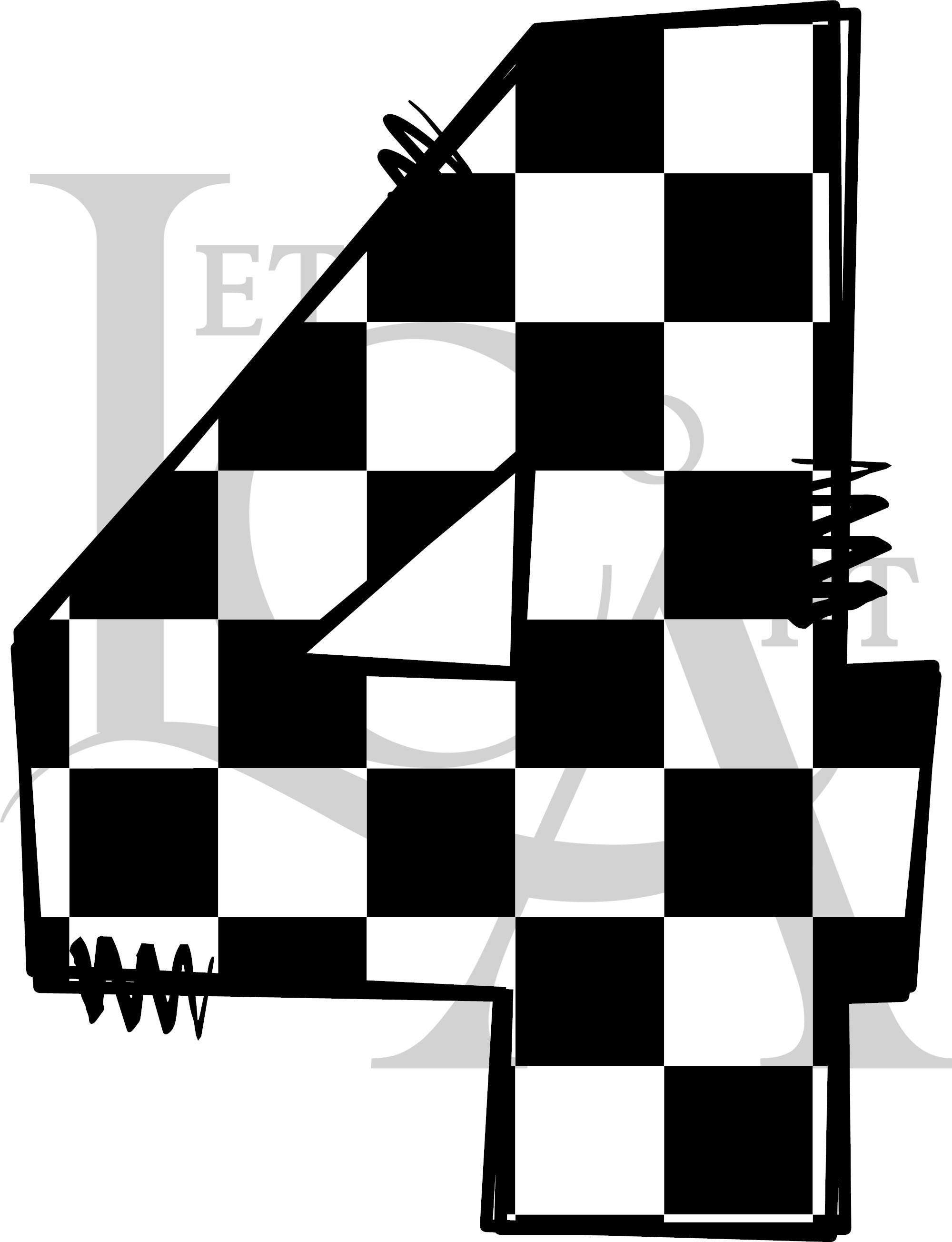 Doodle Checkered Letters Set Design, Black & White, PNG, Instant ...