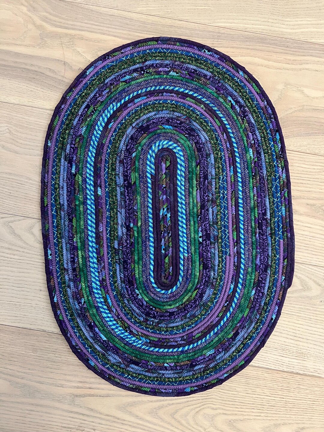 Purple and Green Rope Wrapped Rug - Etsy