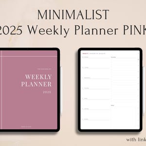 2025 Minimalist Wochenplaner PINK digital, Portrait Mode, digitaler Planer für iPad, Goodnotes, Notability, Hyperlinks